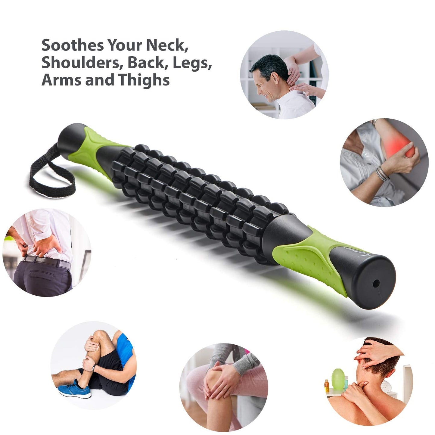 Sportneer Muscle Roller Stick – Deep Tissue Leg & Back Massager for Athletes, Relieves Soreness, Cramps & Tight Muscles – Upgraded Black