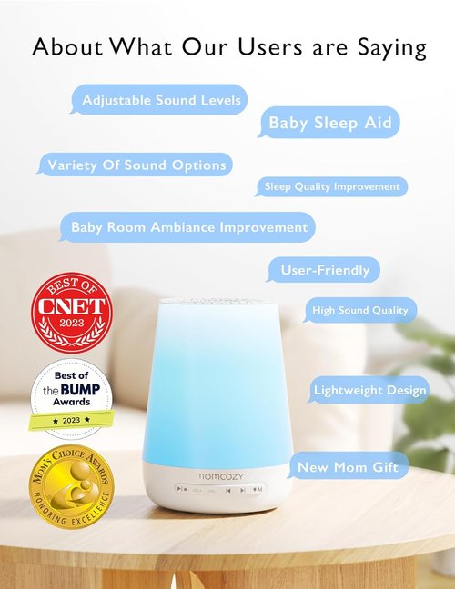 Momcozy Baby Sound Machine - White Noise Machine with Night Light & App Control | 34 Soothing Sounds, Blue