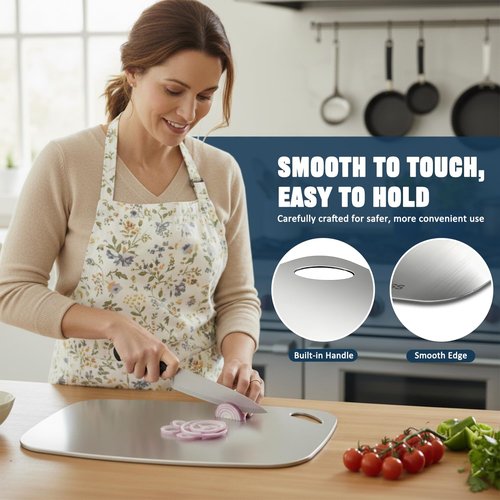 Beviss Non-Toxic Cutting Board Set of 3, 304 Stainless Steel Cutting Board Double Sided, Chopping Board for Kitchen, Dishwasher Safe Chopping Board for Meat, Vegetables or Fruit, S+M+L