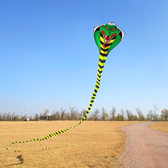 Large Cobra Kite for Adults Kids Boys with Super Long Tail, Extra Easy to Fly, Best Huge Kites for The Beach/Party/Field/Park, It Will Dominate The Sky!