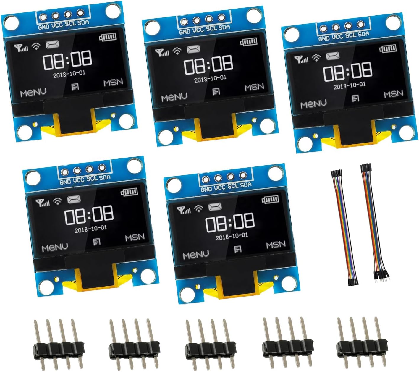 EPLZON 5 Pack 0.96 inch 128x64 OLED IIC Display Module Pixel Mini Self-Luminous Display Screen Board for Arduino