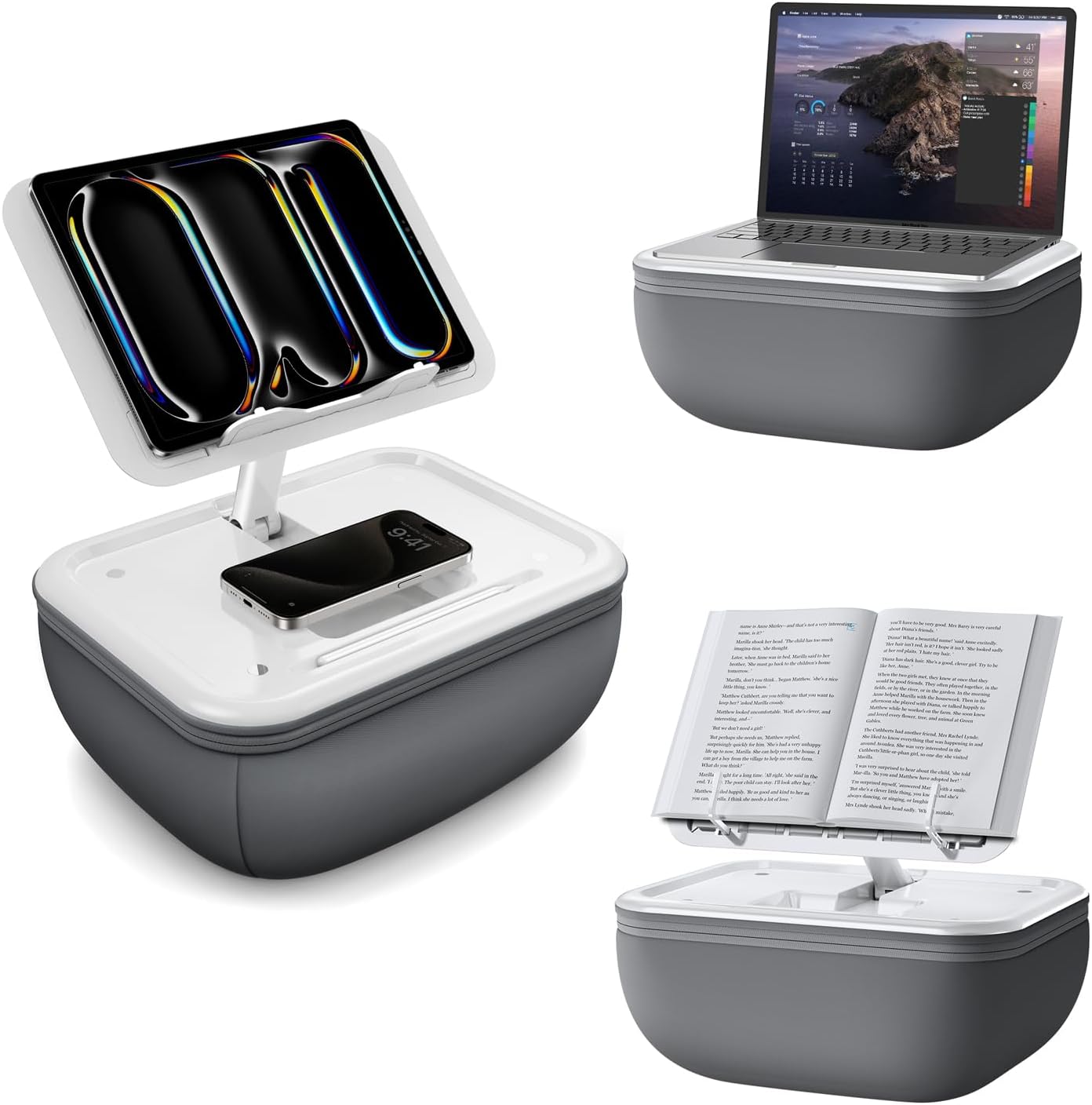 elitehood 4-15.6'' Adjustable iPad Pillow Stand for Lap, Soft Cushion Lap Beanbag Tablet Pillow Stand, Tablet Holder