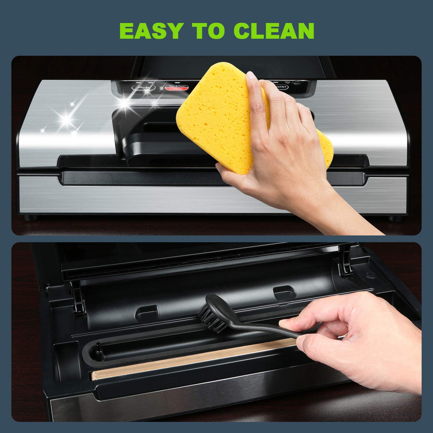 Potane Precision Vacuum Machine,Pro Food Sealer with Built-in Cutter and Bag Storage(Up to 20 Feet Length), Both Auto Manual Options,2 Modes,Includes 2 Bag Rolls 11”x16’ and 8”x16’,Compact Design
