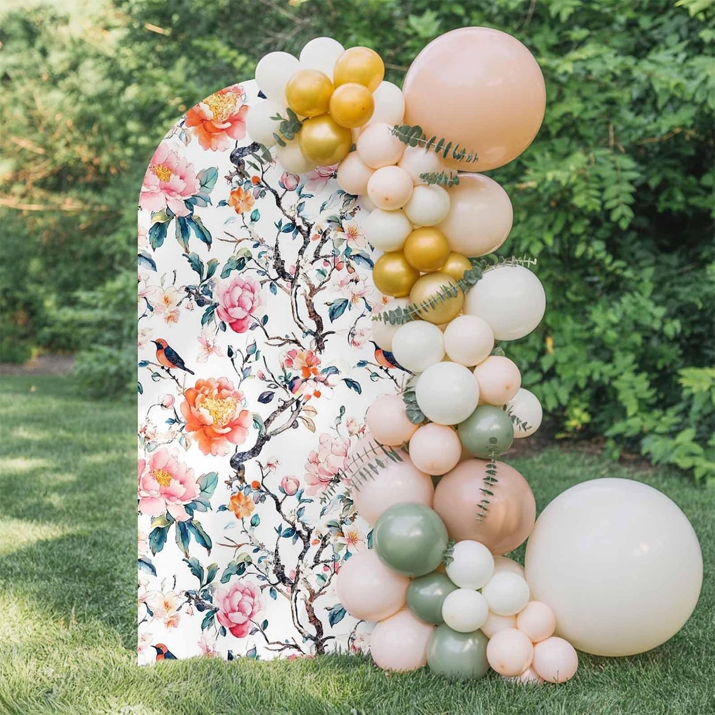 Jnbasdffb 7.2 Floral Blossom Wedding Arch Cover,Stretchy Spandex Arch Backdrop Stand Covers FT,Farmhouse Oil Painting