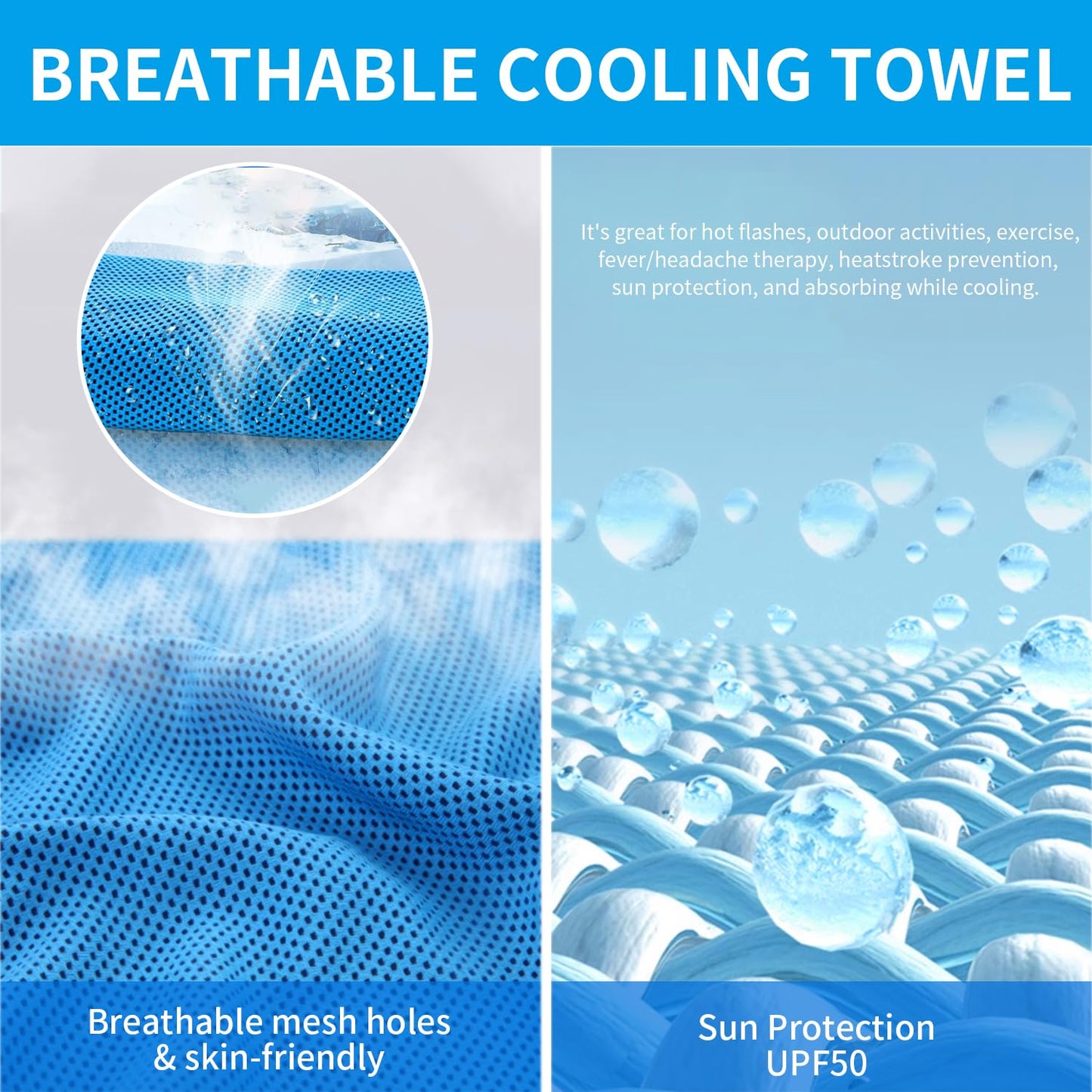 Puomue 5 Pack Cooling Towels, 40 Inches X 12 Inches, Breathable Soft Chilly Microfiber Towel for Yoga, Sport, Running, Workout, Gym, Camping and Fitness, Multicolor