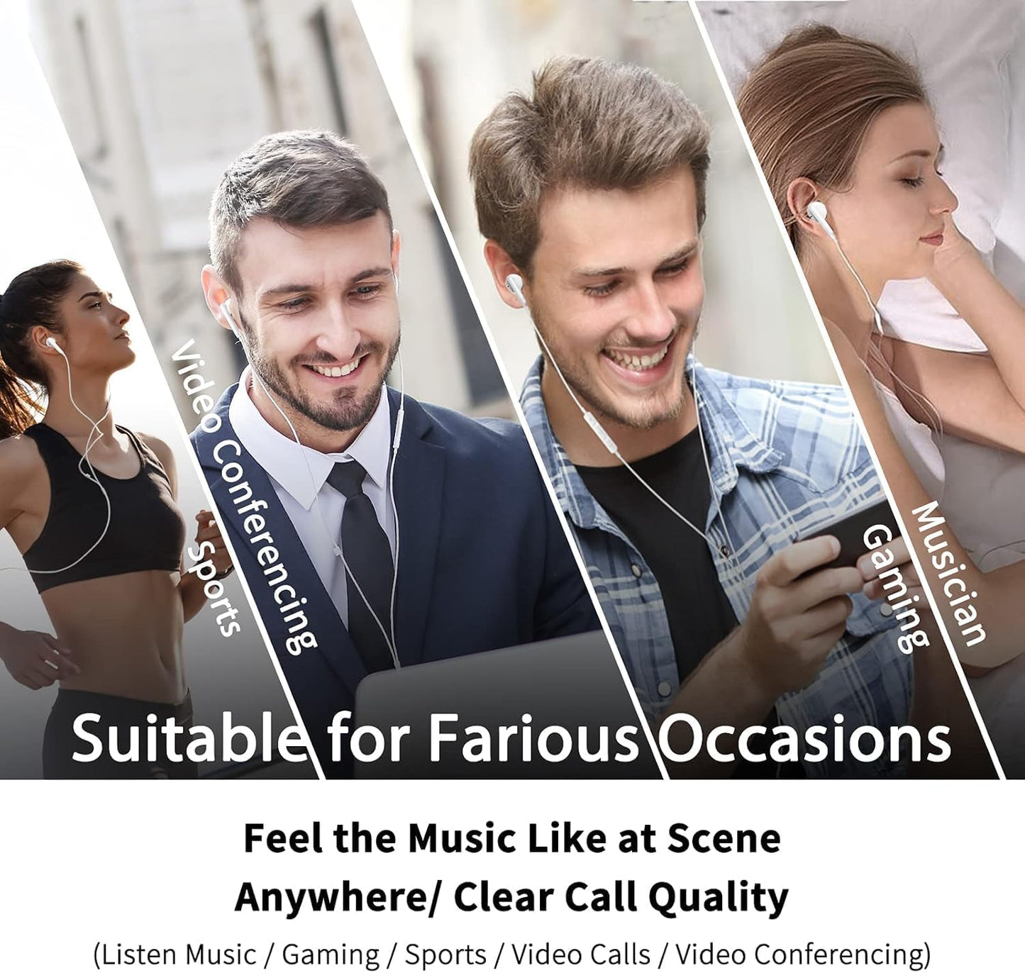 Generic 3.5mm 2 Pack Plug in Wired Earbuds with Microphone, in-Ear Headphones Wired with Noise Blocking, Premium Sound