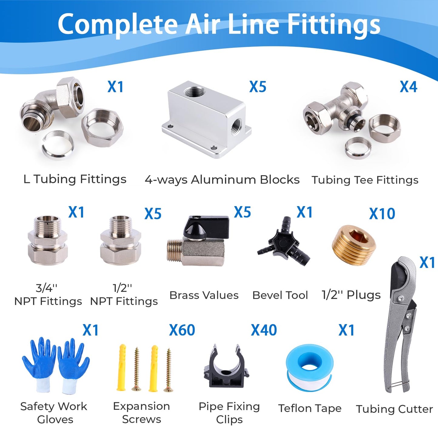Shop Air Line Kit 3/4" × 100'&200'&300' HDPE-Aluminum-HDPE Air Tubing, Compressed Air Line Kit for Air Compressor Accessories, Leak Proof& Easy to Install Air Compressor Kit