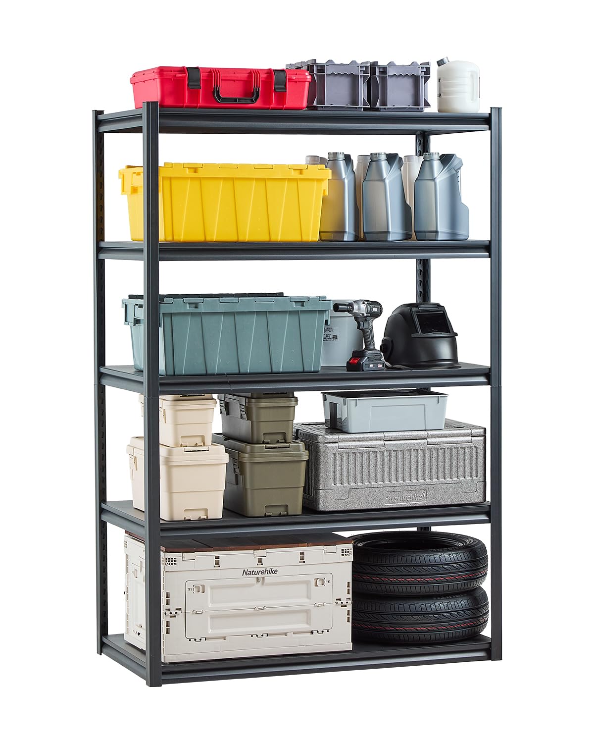 VEVOR Storage Shelves, 3000 lbs, 5 Tier Garage Storage Shelving, 24" D x 48" W x 72" H Adjustable Metal Shelves for Garage Shelves Utility Rack Shelf, Ideal for Kitchen, Warehouse, Basement, Black
