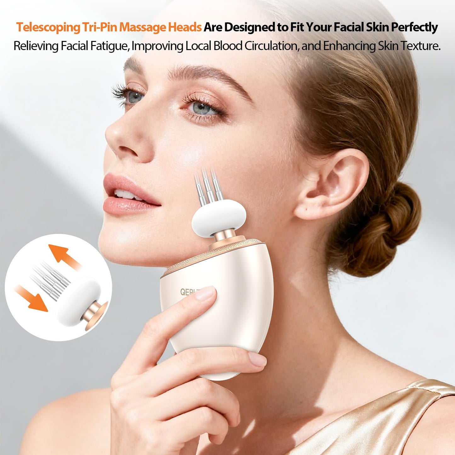 Mini Massage Gun,Designed by Japanese Experts,3-Pin Retractable Head (For Face & Scalp) + Round Head (For Muscle Groups),Percussion Deep Tissue Massage,4 Speed Settings,0.5lb,for Home/Gym,Ideal Gift