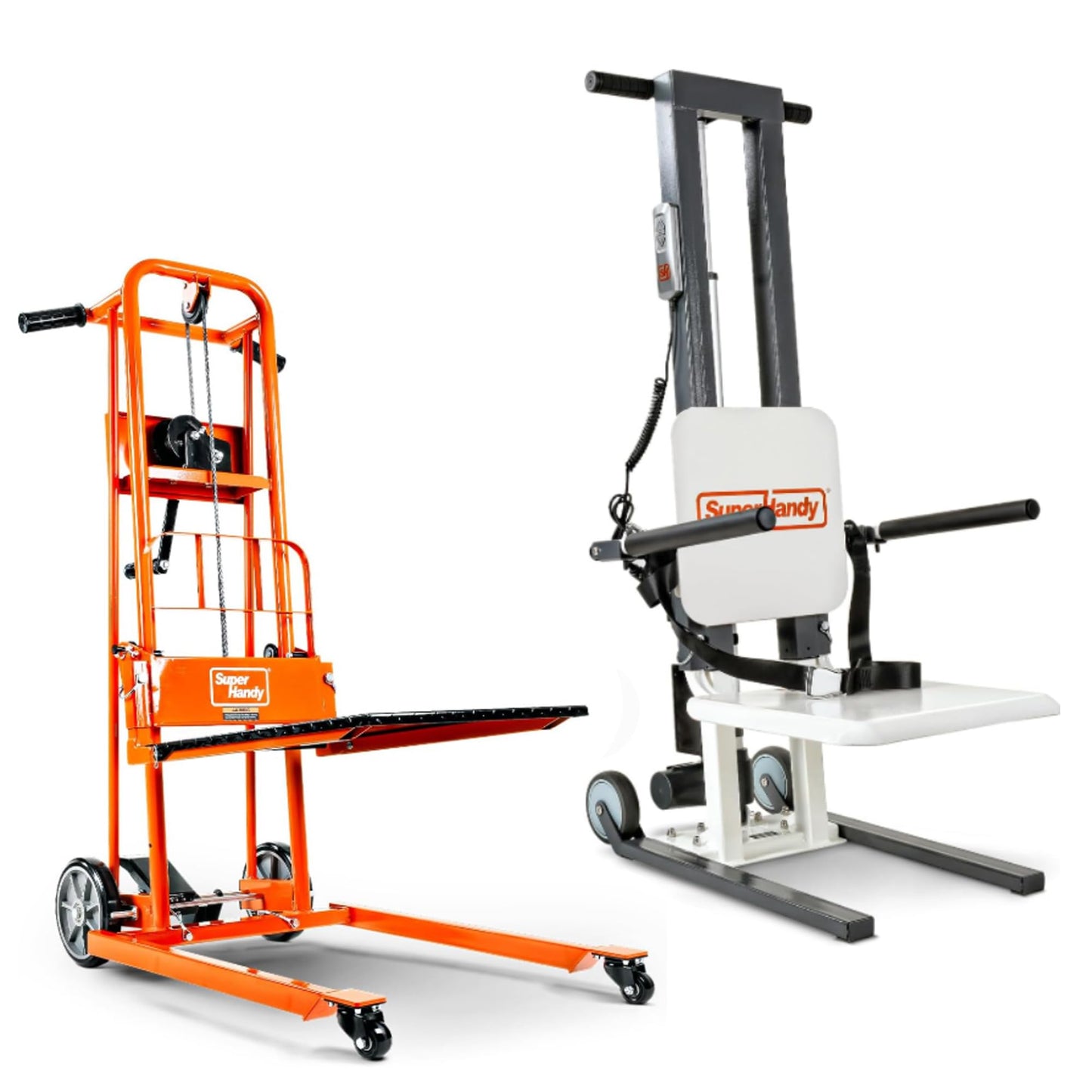 SuperHandy Material Lift Winch Stacker & GoRise Electric Floor to Stand Lift – 500 Lbs Capacity, Standing Assistance（Bundle Deal）