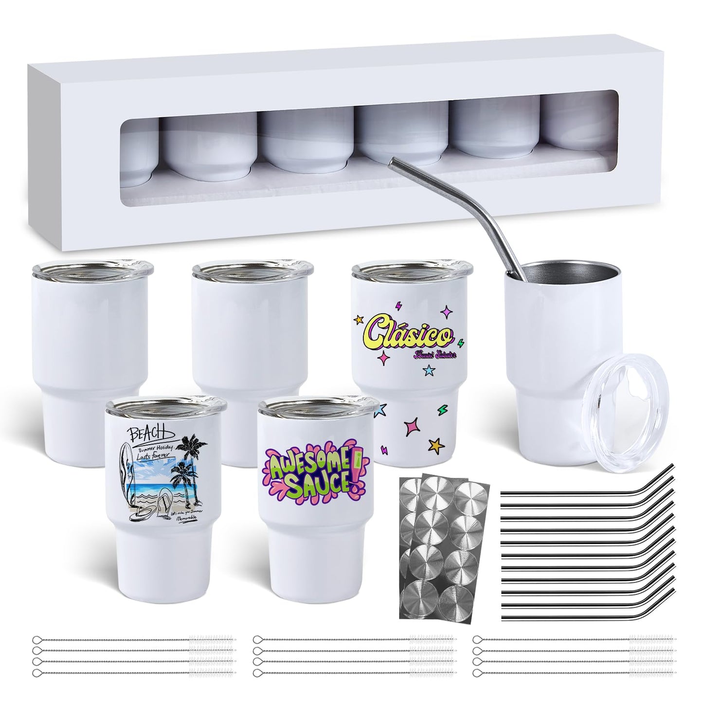 BetterSub 3in1 40 OZ Tumbler Mug Heat Press Machine +12 Packs 3oz Sublimation Shot Glasses