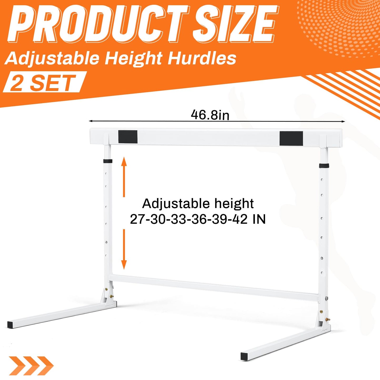 Seenelling 2 Pcs Adjustable Height Hurdles from 27 to 42 Inch Foldable Track and Field Equipment Jumping Speed and Agility Training Hurdle for Track Soccer Athletic Basketball Courses Drills