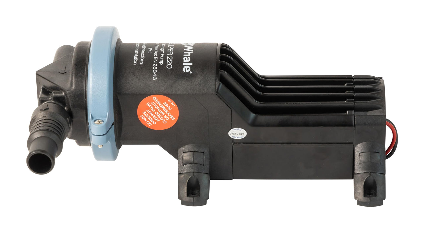 Whale BP1552 Gulper 220 Pump, Manages Gray Waste, 3.5 GPM Flow Rate, 12V DC, ¾-Inch Hose Connections, Black