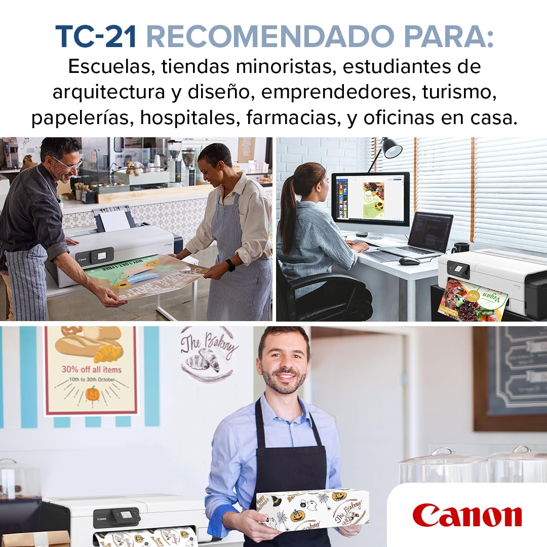 Canon imagePROGRAF TC-21 24" - Large Format Printer, Poster & Plotter Printer, Automatic Roll & Cut Sheet Paper Feeder, Includes 280 ml of Ink, White
