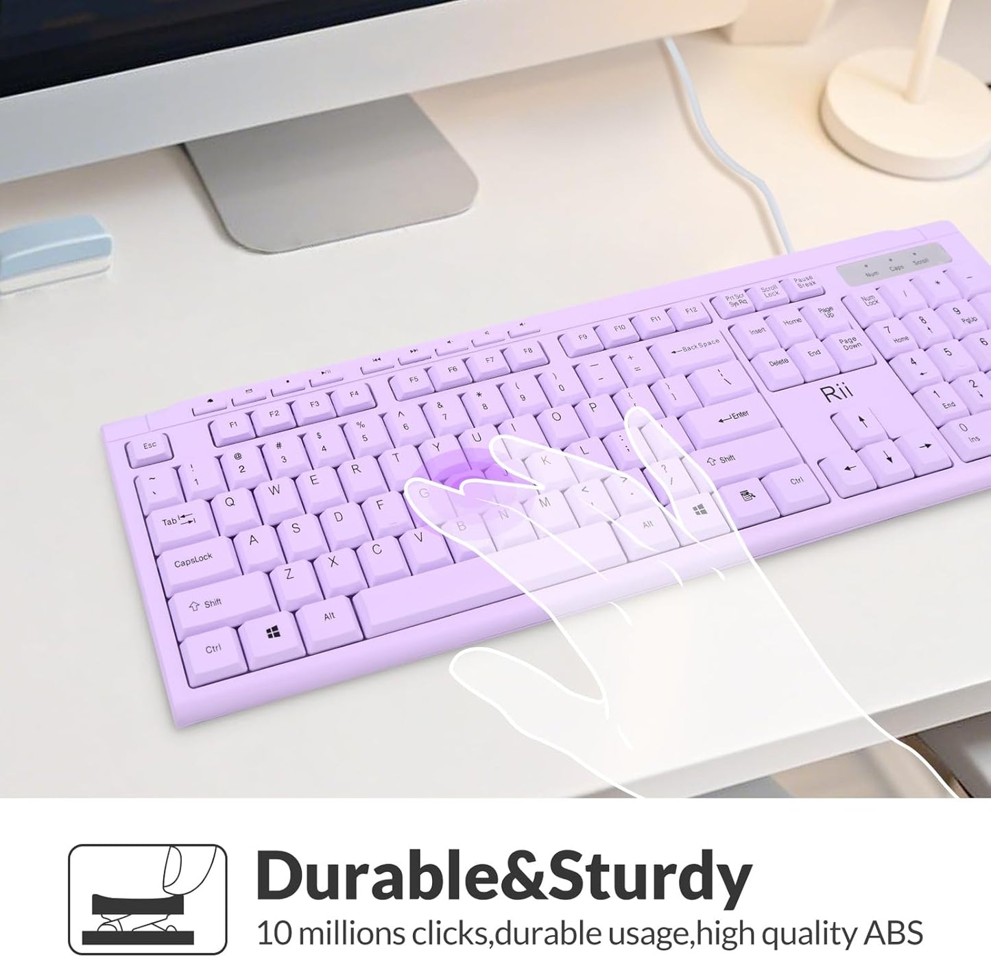 Rii RK907 10/8 7 Ultra-Slim Compact USB Wired Keyboard for Mac and PC,Windows / / Vista/XP(Purple)
