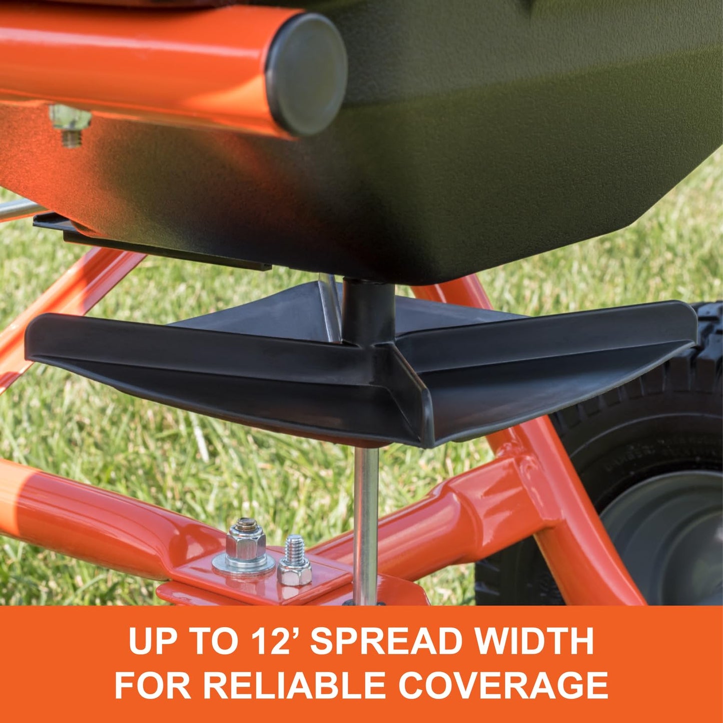 Agri-Fab Tow Behind Broadcast Spreader for Seed, Fertilizer, Salt and Ice Melt, 185 lb Capacity Lawn and Garden Spreader with 12 Ft Spread Width