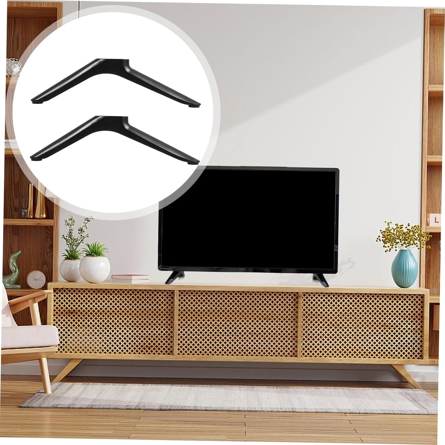 VOSAREA Sturdy TV Base Stand Replacement - Sleek Design for Home Use