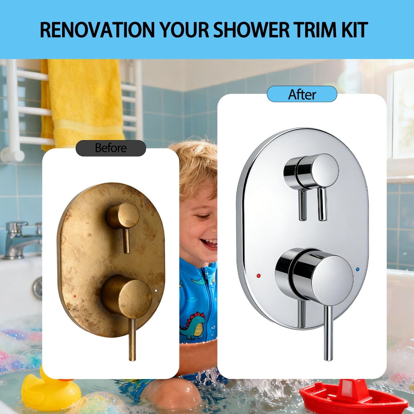 UT3290 Chrome Shower Valve Trim Kit for Moen Align M-CORE 3-Series 2-Handle Shower Faucet Trim, Shower Handle Trim Includes 1213 Cartridge for Moen U232 U362 M-CORE Mixing Valve, Valve Required