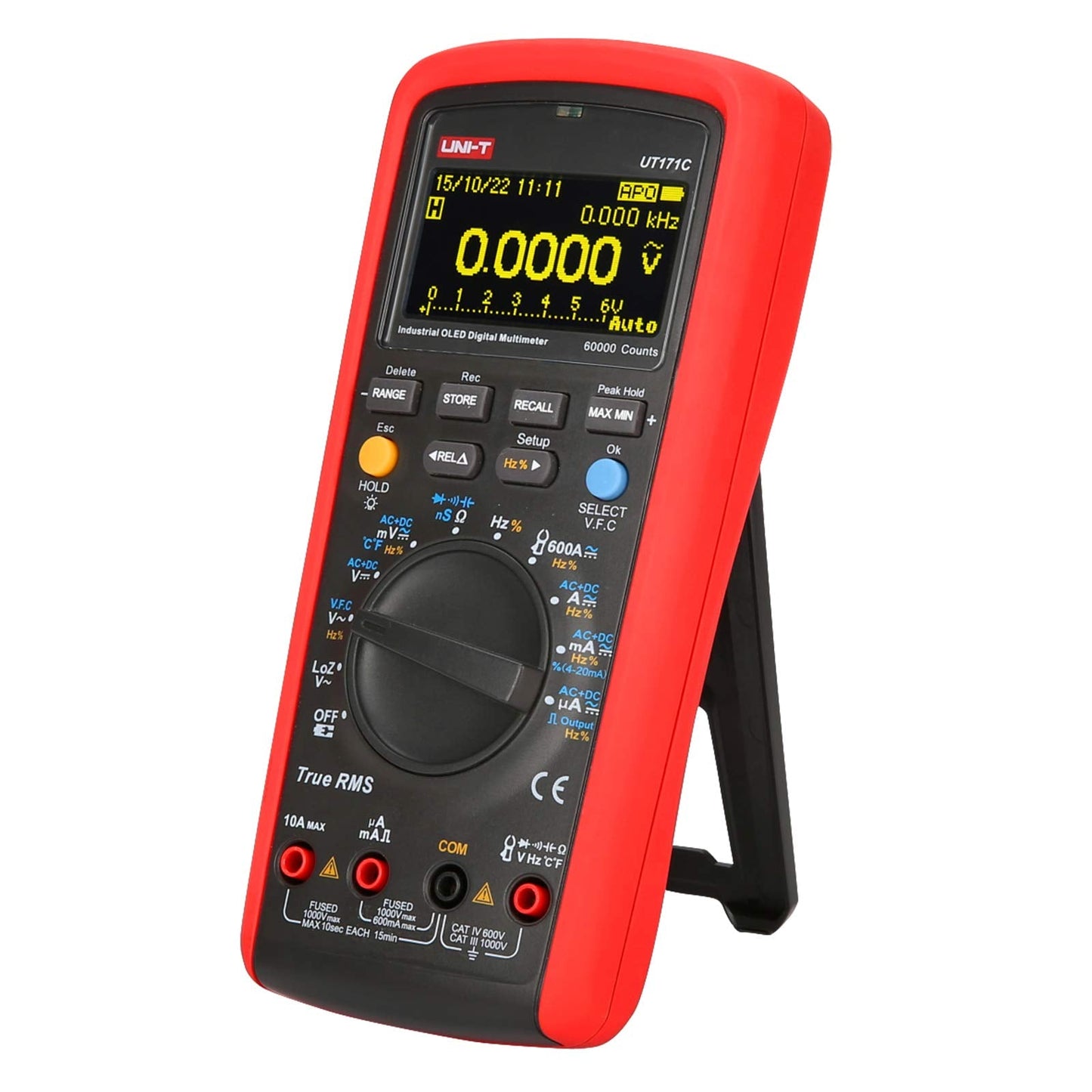 UNI-T Industrial Digital Multimeter UT171C, True RMS 60,000 Counts Square Wave Output LOZ (ACV) Data Storage AC DC Volt Current Ohm Admittance Capacitance Frequency Temperature Diode Continuity NCV