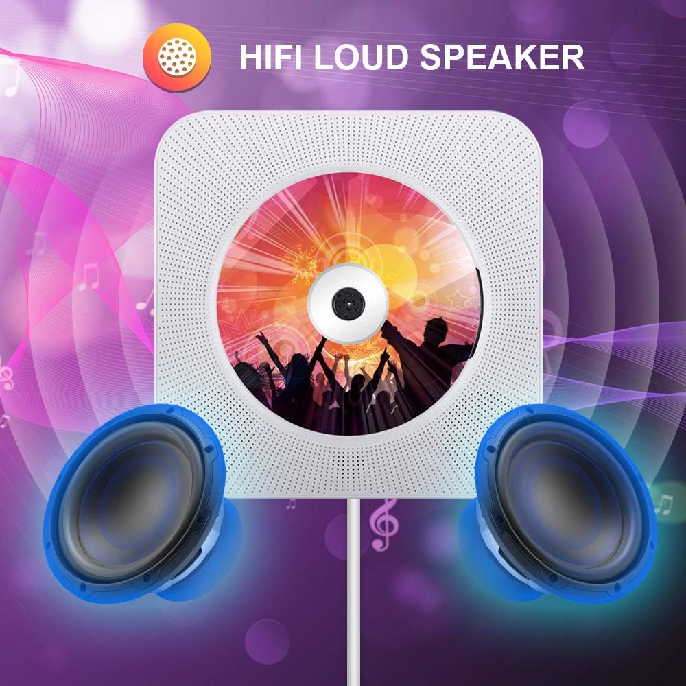Qoosea MP3 Portable CD Player with Bluetooth, Wall Mountable CD Players Music Player Home Audio Boombox with Remote