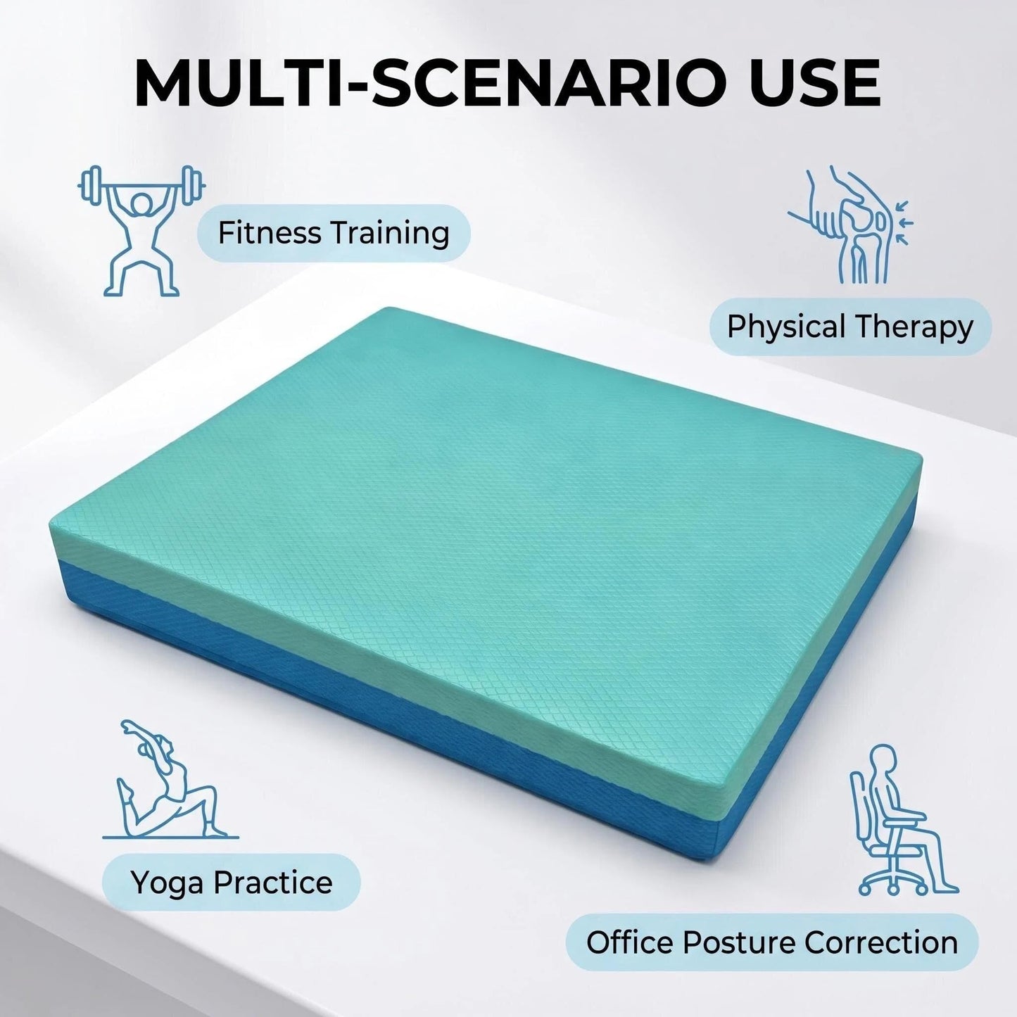 Exercise Balance Pad, 15"x12" Non-Slip Stability Training Mat - 2.25" Thick Soft Cushioned Foam for Physical Therapy, Core Training, Home Workouts & Balance Improvement