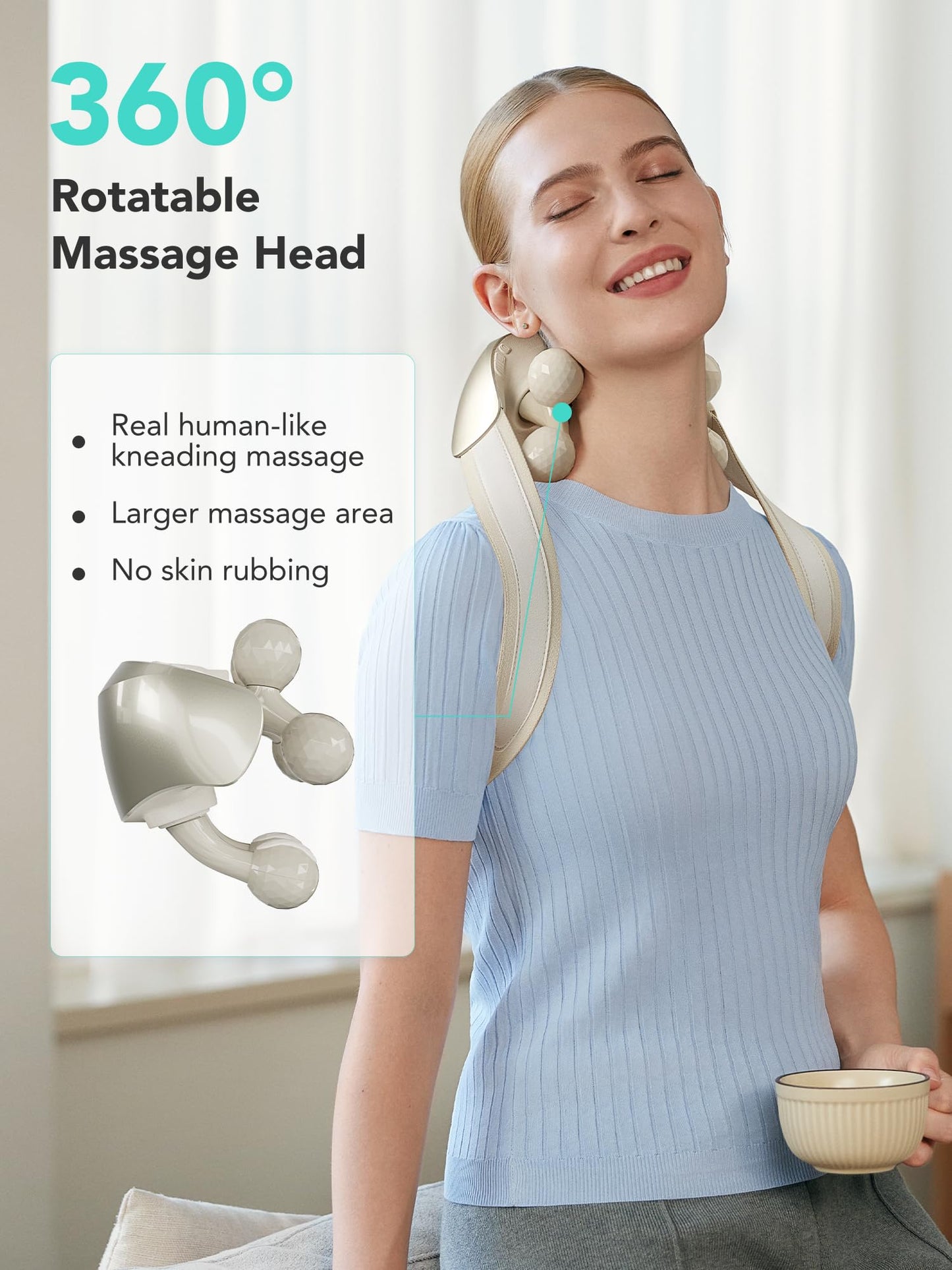 SKG H7 Ultra Neck Massager for Pain Relief Deep Tissue Cordless, Fathers Day Dad Gifts, Shiatsu Shoulder Massager with Heat and Kneading, Massage Tools for Neck Relaxation, FSA Eligible HSA Items