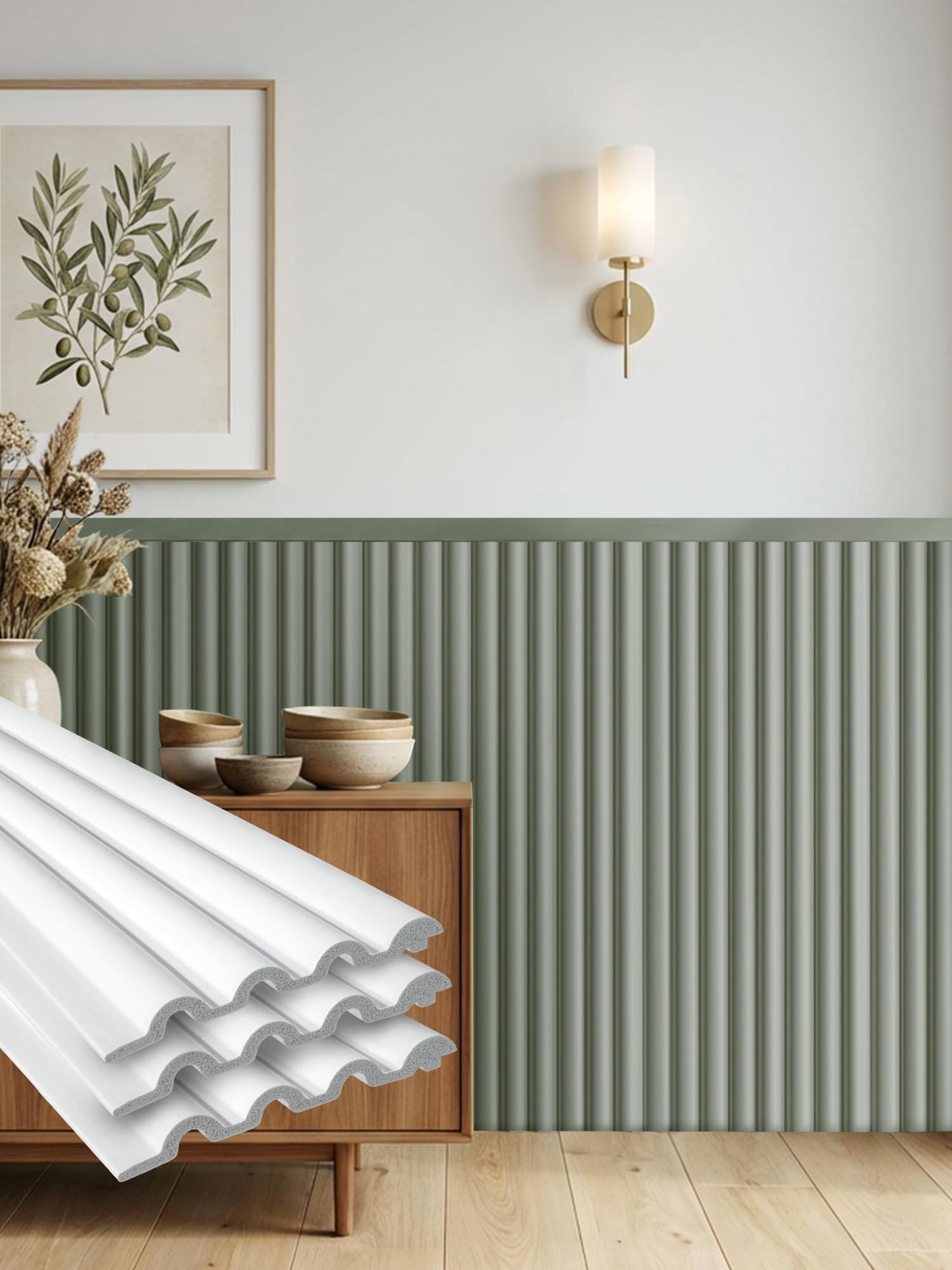 Upick Wainscoting Panels Beadboard, Paintable PS Wall Paneling for Accent Wall 59" x 40", White