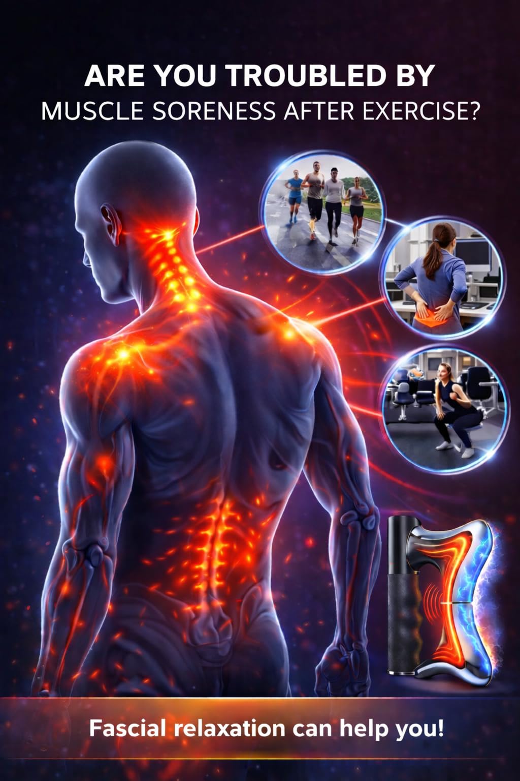 Heated Muscle Scraper Tool, Fascia Release Full Body Contouring Machine, Muscle Scraper Tool Features Modes: Vibration, Heat Therapy and Microcurrent, Fascia Instant Muscle Relaxation Soreness Relief