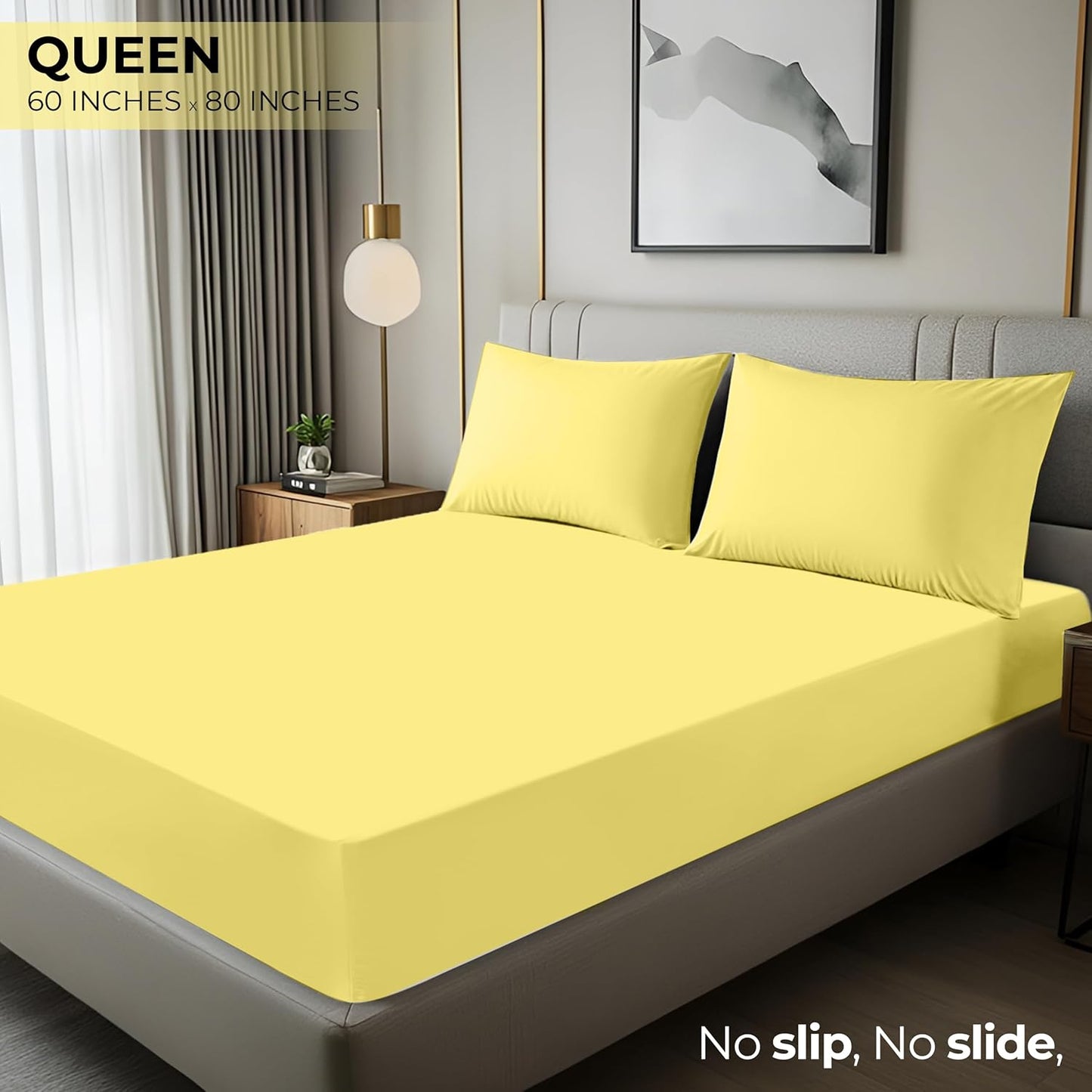 Utopia Bedding Queen Fitted Sheet - Soft Microfiber - Deep Pocket - Fade Resistant - Yellow
