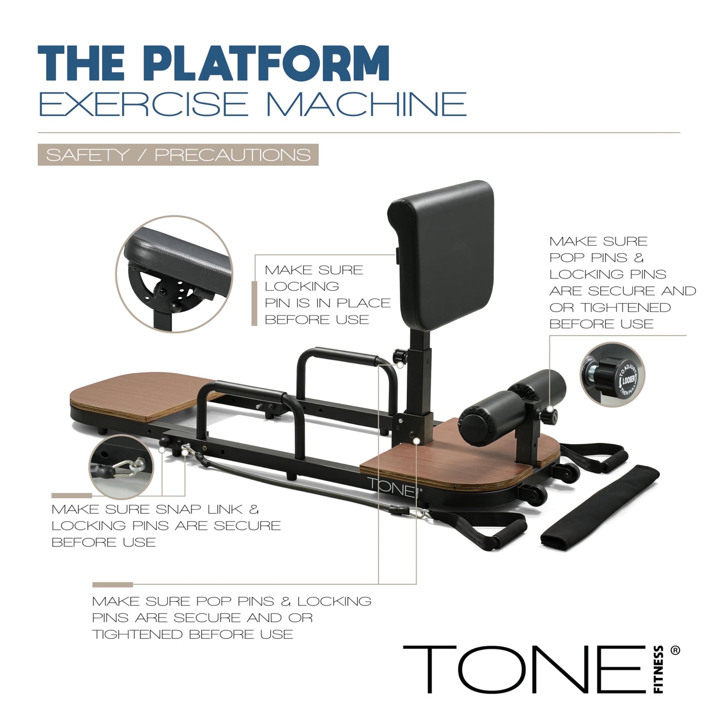 Tone Fitness Foldable Hip Thrust & Glute Exercise Machine | Adjustable Sissy Squat, Core & Leg Trainer | Compact Multi-Purpose Home Gym Equipment | Dark Walnut