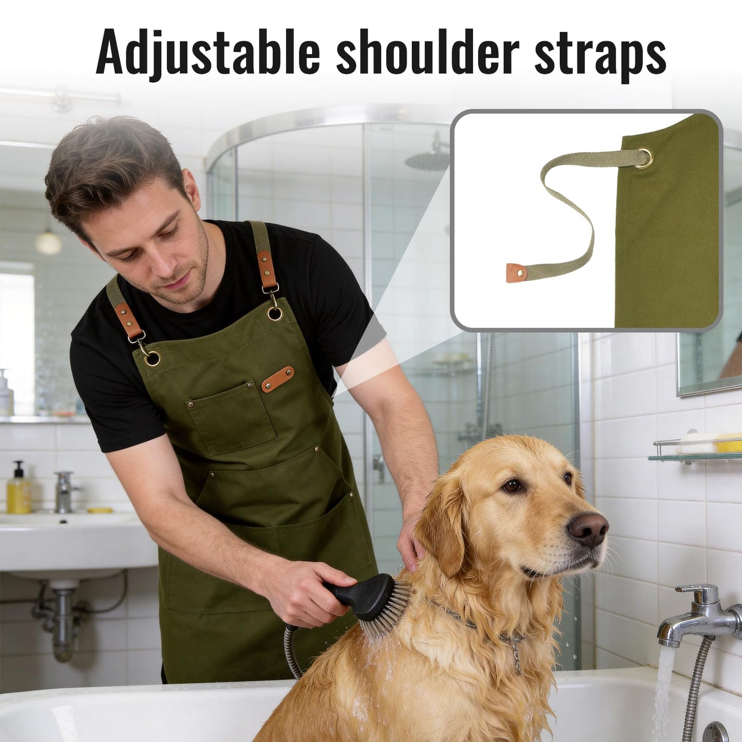 HYVOROS Chef Apron for Men Women with Straps,Canvas apron with pockets, Adjustable, Durable, and Stylish Aprons for BBQ Kitchen (Olive Green)