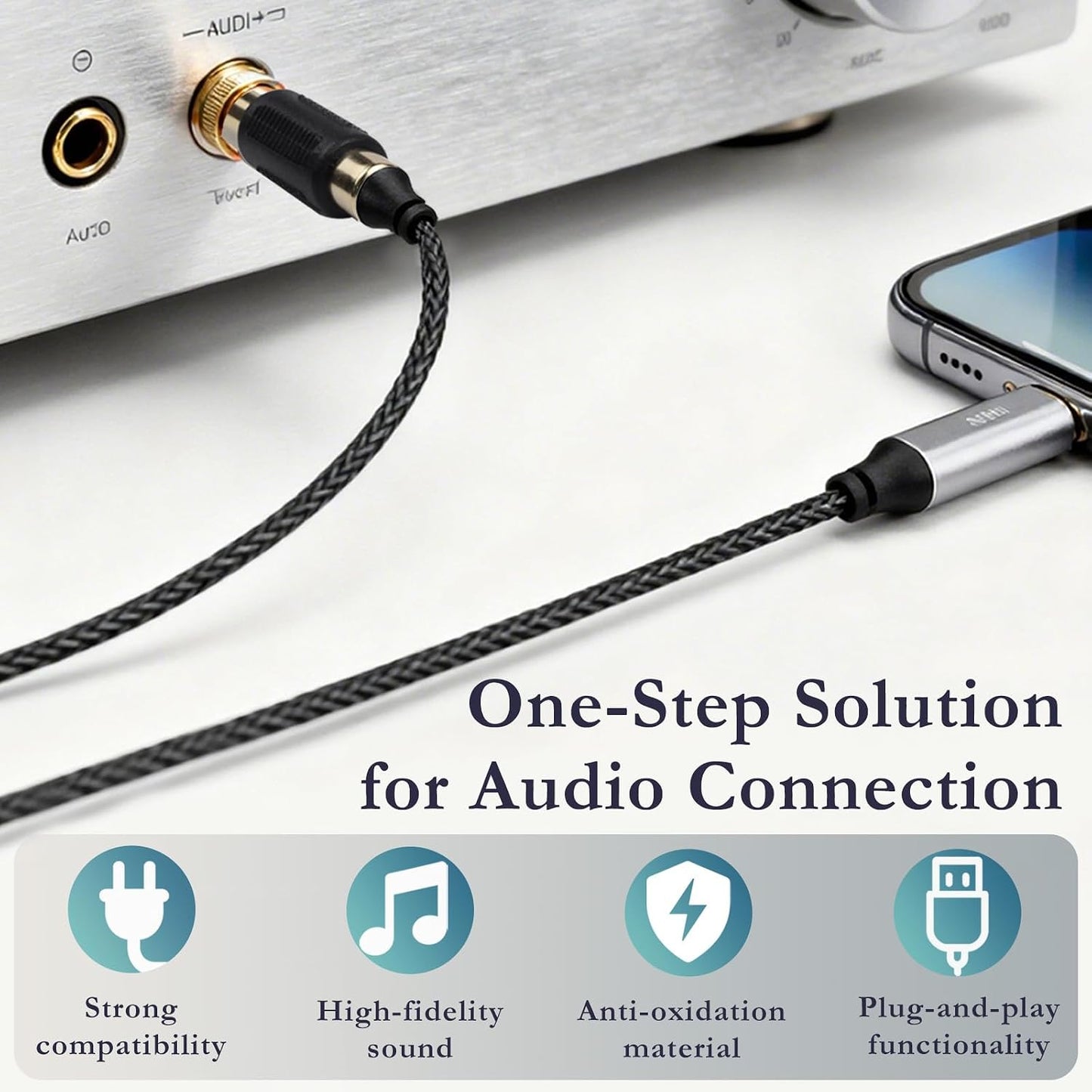 Brvlsoc 1/4" (6-Pack) 6.35mm RCA to Audio Adapter Mono Male Plug to RCA Female Connector, Gold-Plated Audio Jack