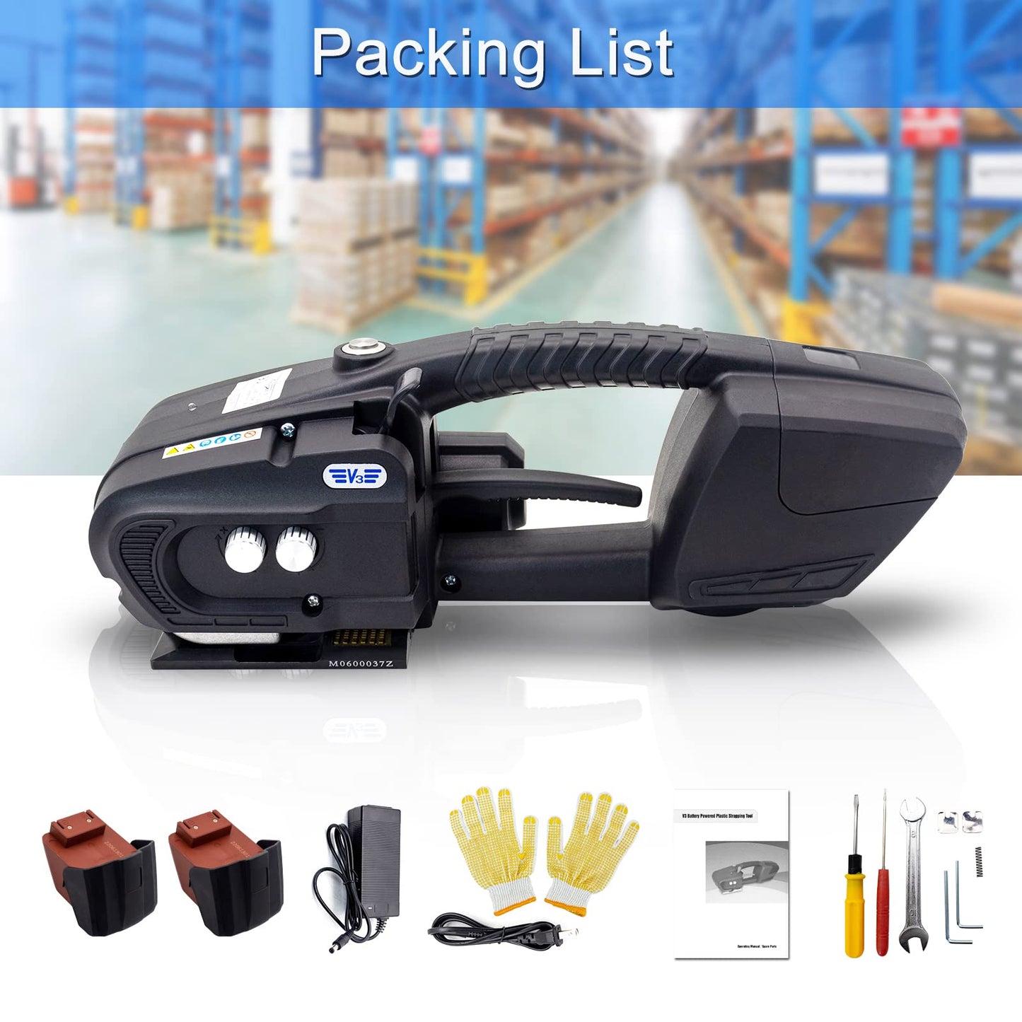 CAPTOK Electric Strapping Machine 2 * 4000mAh Battery Automatic Hot Melting Banding Tools for 1/2 to 5/8inch PP/PET Bander Packaging Tensioner