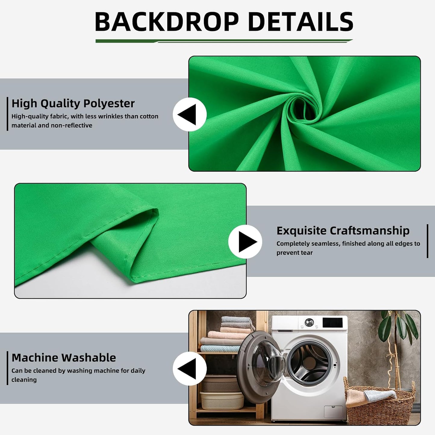 CIPAZEE Backdrop,5x7FT Green Screen Green Photo Backdrop for Photography Chromakey Virtual GreenScreen Background