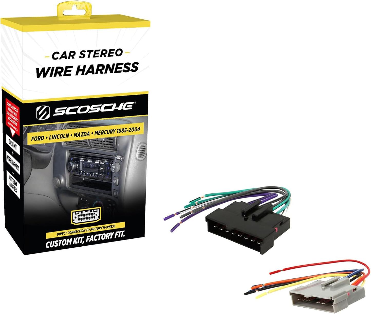 FD02B 1985-2004 Scosche Stereo Wiring Harness Compatible with Select Non-Amplified Ford, Lincoln, Mazda, Mercury