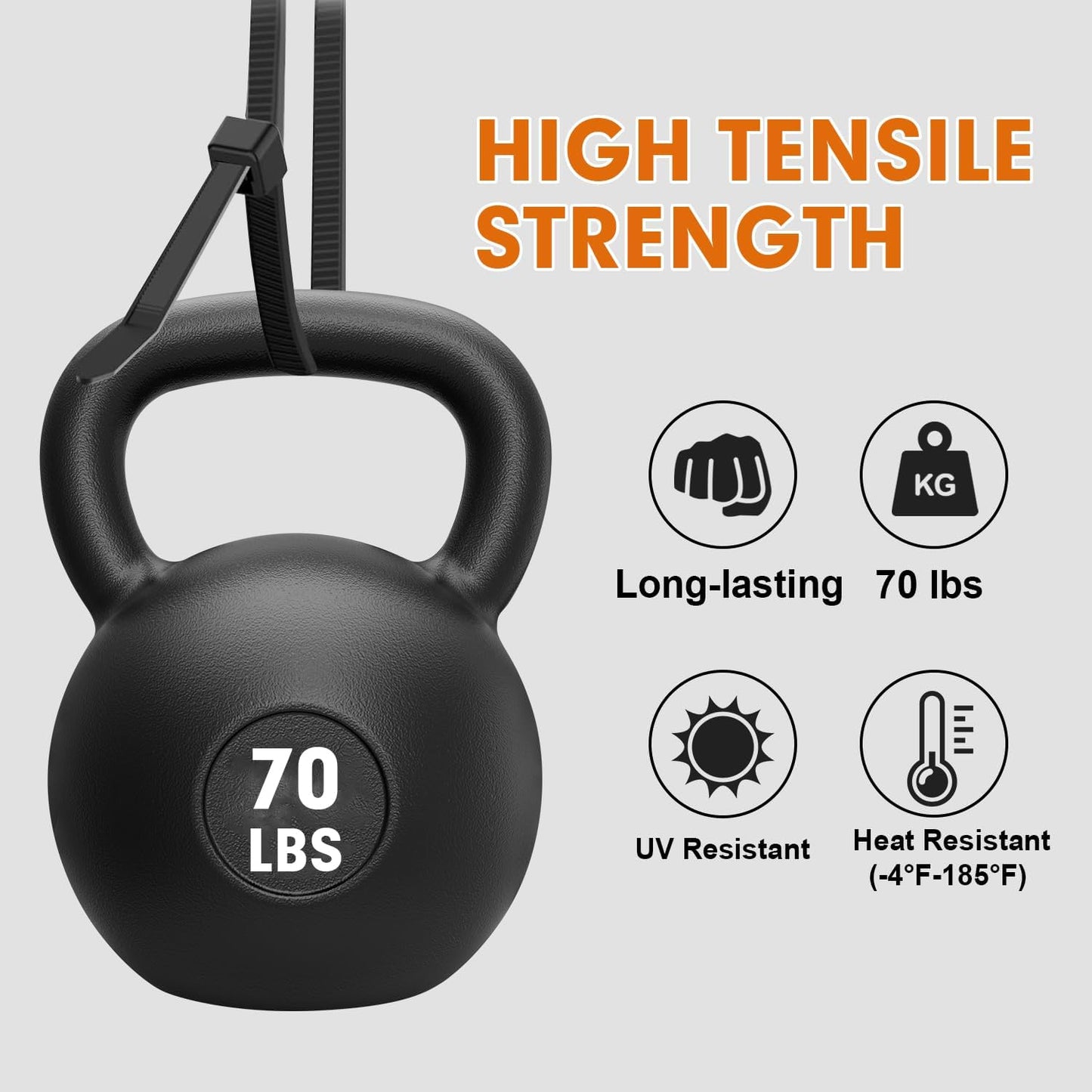 1200pcs 8 Inch, 70lb Zip Ties, RAZCC Black Cable Zip Ties Heavy Duty Plastic Wire Ties with Tensile Strength