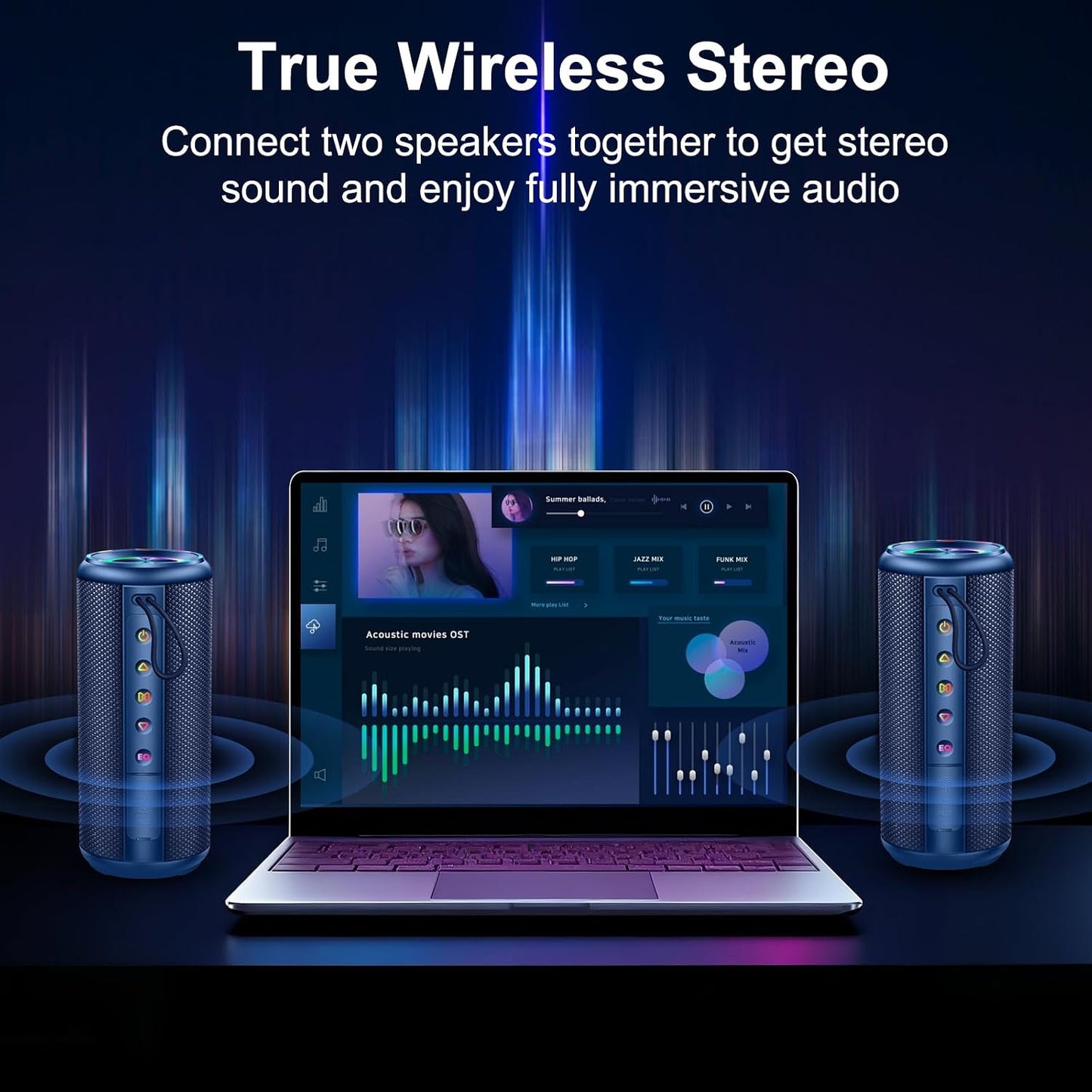 Xuevcn 360 Sound,IP65 Bluetooth Speaker, Portable Bluetooth Speakers with Wireless Stereo Pairing, Built in Mic, HD