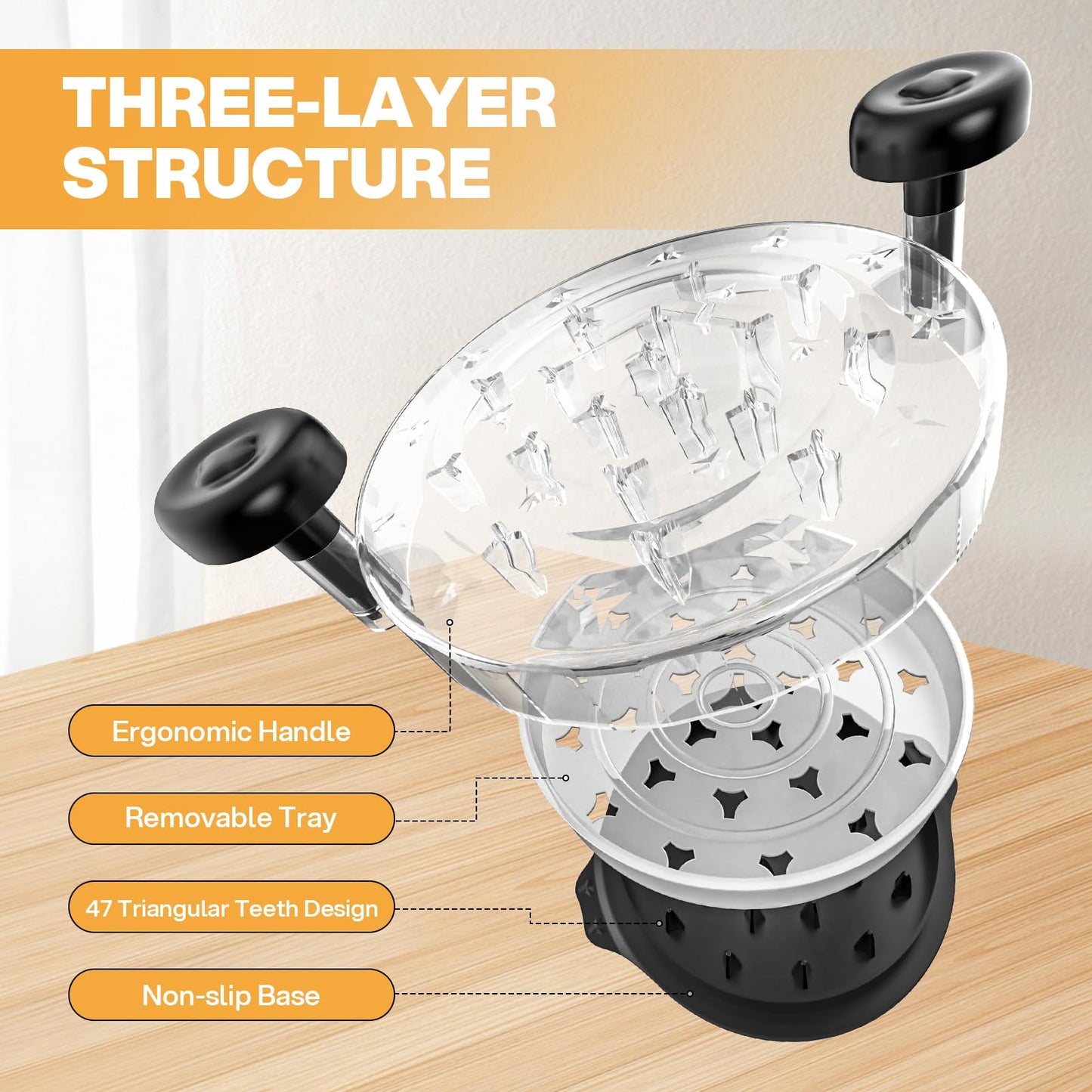 Cleangor Chicken Shredder Tool Twist, Visible Chicken Breast Shredder Tool Meat Shredder with Removable Tray, Ergonomic Handle, Non-Slip Base Food Shredder Tool for Chicken, Pork, Beef, Fish