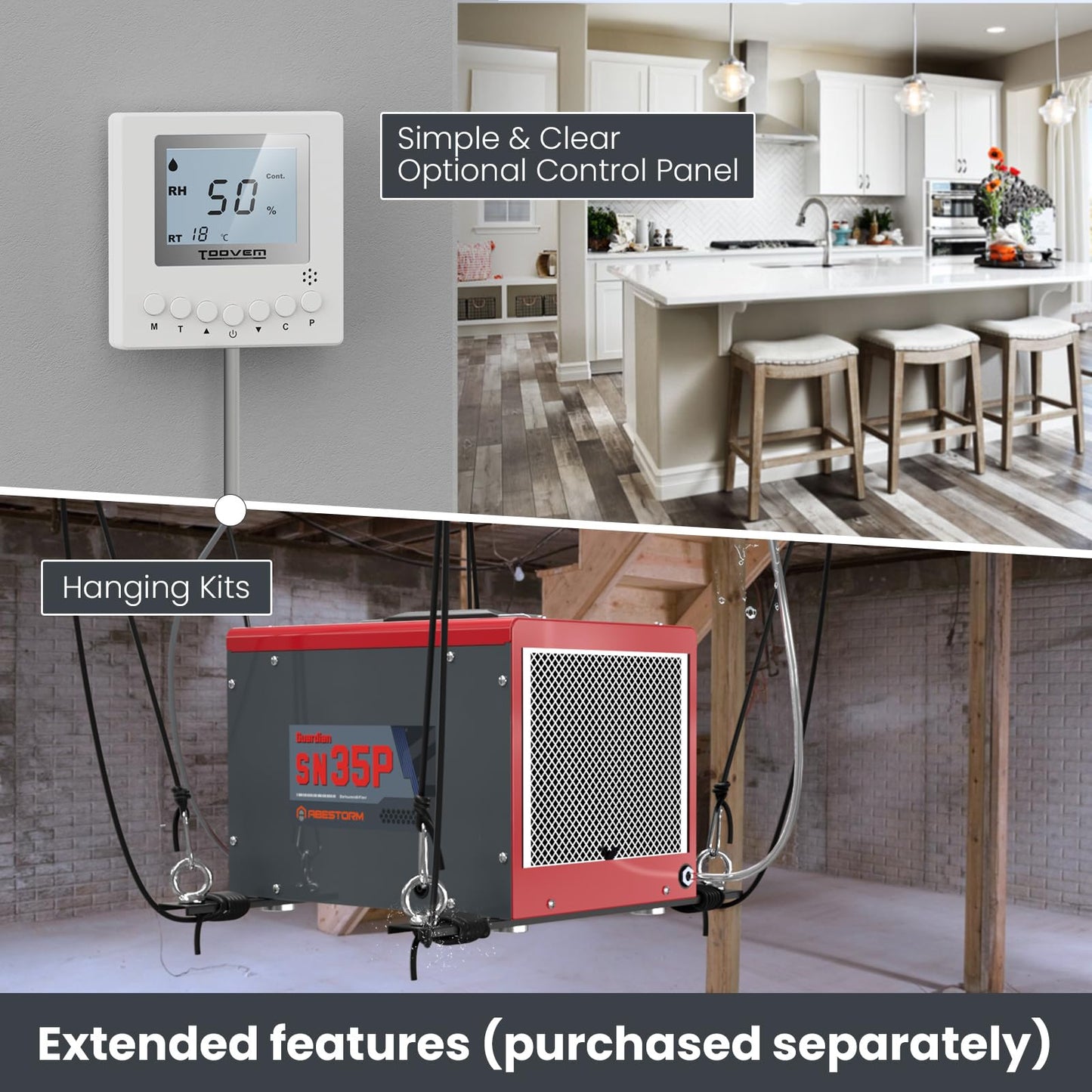 Abestorm Crawl Space Dehumidifiers with Pump and Hose, 70 PPD Compact Portable Commercial Dehumidifier Up to 1,000 sq. ft. Auto Defrost, Memory Starting Crawlspace dehumidifiers