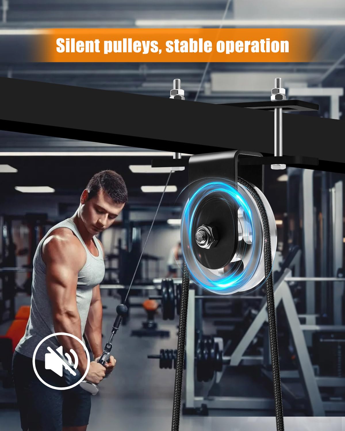 HZSIFU Power Rack Pulley Attachment Home Gym, for Power Cage with Quiet Aluminum Pulldown, Heavy Duty 304 Steel Cable LAT Pulley Machine System