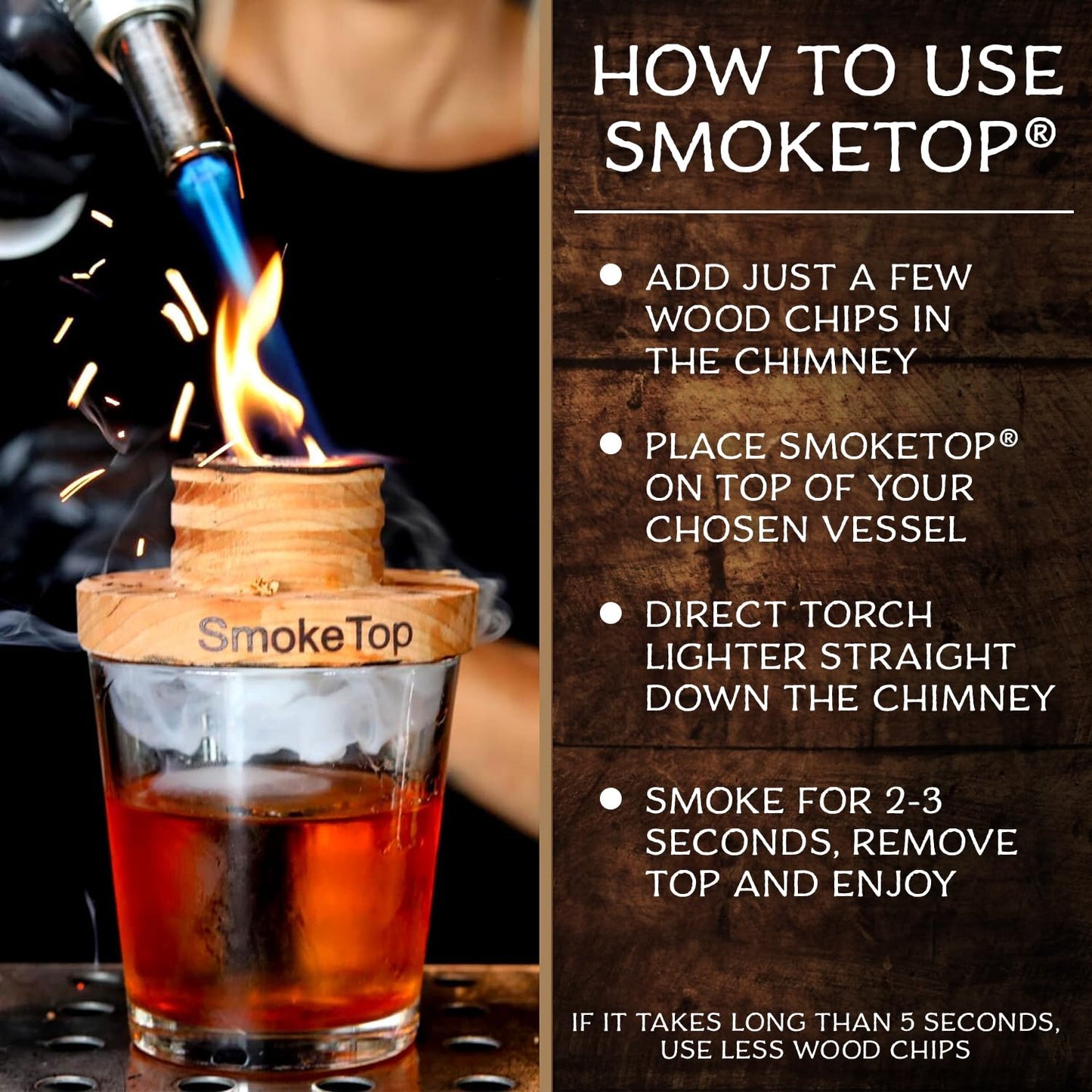 SmokeTop® Cocktail Smoker Kit - Old Fashioned Chimney Drink Smoker for Cocktails, Whiskey, & Bourbon With Sample Pack Of Wood Chips - by Middleton Mixology