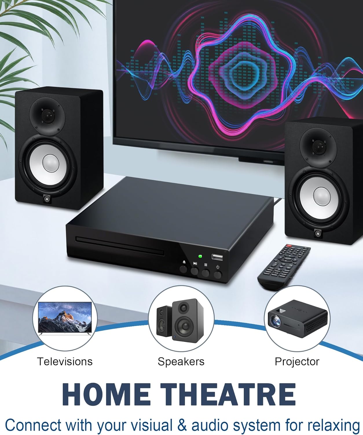 SHIWAKOTO 1080P DVD Players for TV with HDMI, All Region Free DVD Player for Smart TV, HDMI and RCA Cables & Remote