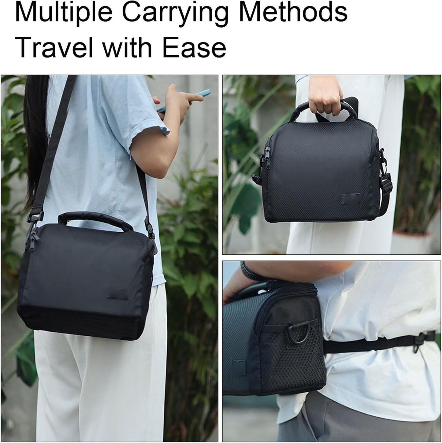 Akozon Large Capacity Water Proof Polyester Portable Mirrorless Camera Case with Detachable Shoulder Strap for Camera