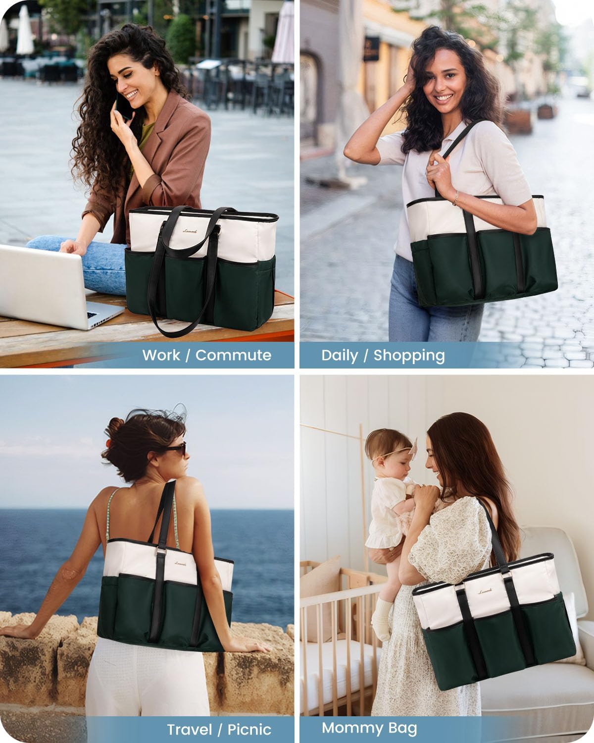 LOVEVOOK 15.6 Inch Tote Bag for Women Work, Laptop Bag for Women,Utility Everything Bag For Travel College Daily