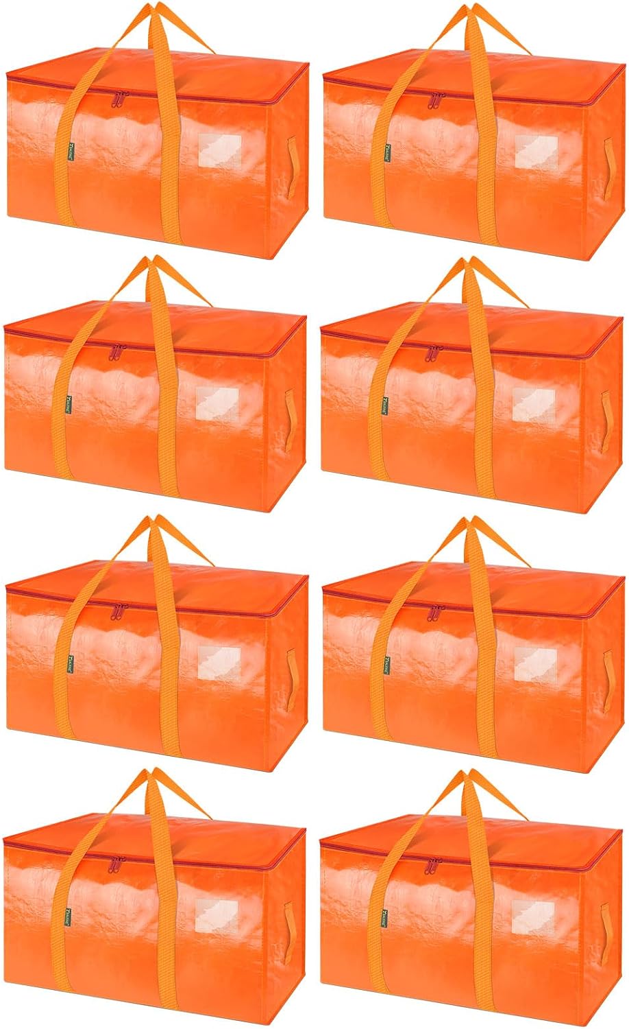 BALEINE 8-Pack Oversized Moving Bags - Heavy-Duty Storage Totes with Reinforced Handles | Orange