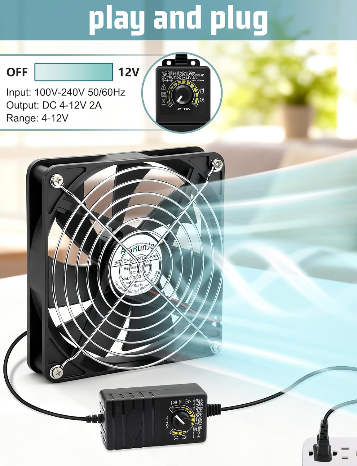 140mm 25mm 12v 110v 240v PS5 x Computer Fan with AC Plug dc Variable Speed Dual Ball Bearing for Cooling PlayStation
