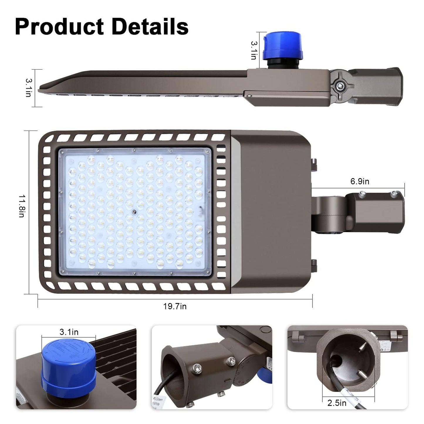 BIRITALO 300W LED Parking Lot Light Outdoor 45000LM Bright Dusk to Dawn FloodLights for Street 5500K 100-277V Commercial Security IP65 Waterproof Exterior Lighting Yard Driveway Garage Park 3 Pack