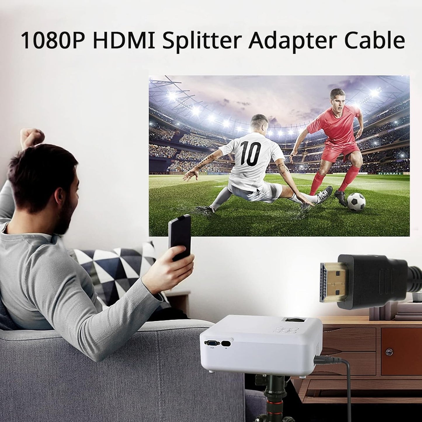 Marmoin 1 2 1 2 1080P HDMI Cable Splitter in Out HDMI Adapter Cable HDMI Male to Dual Female to Way, Support Two The
