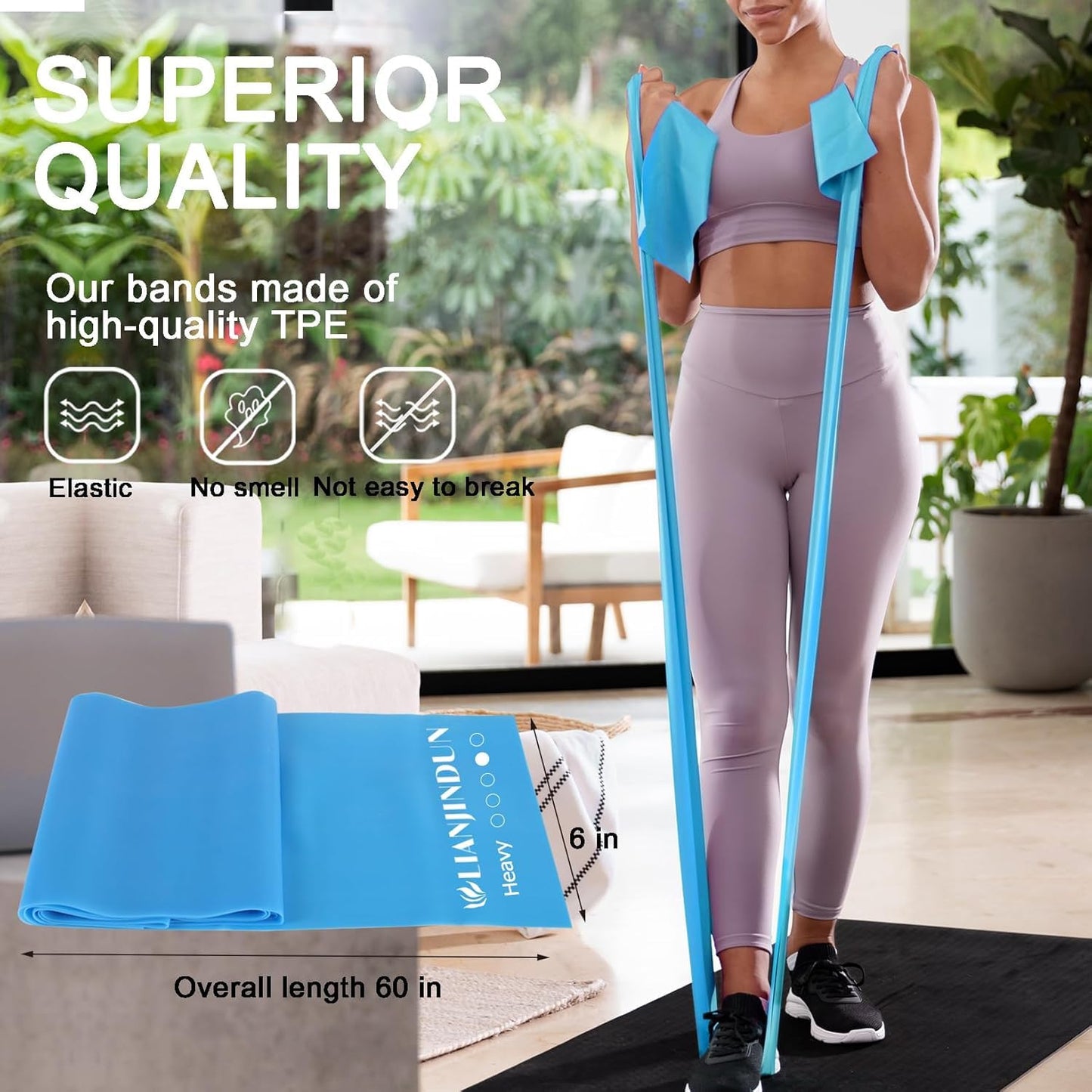Lianjindun 5 Pcs Professional Resistance Bands. Latex-Free, Pilates Band, Work Out Bands, Stretch Bands for Working Out Women or Men, Exercise Bands Set for Pilates, Physical Therapy, Yoga