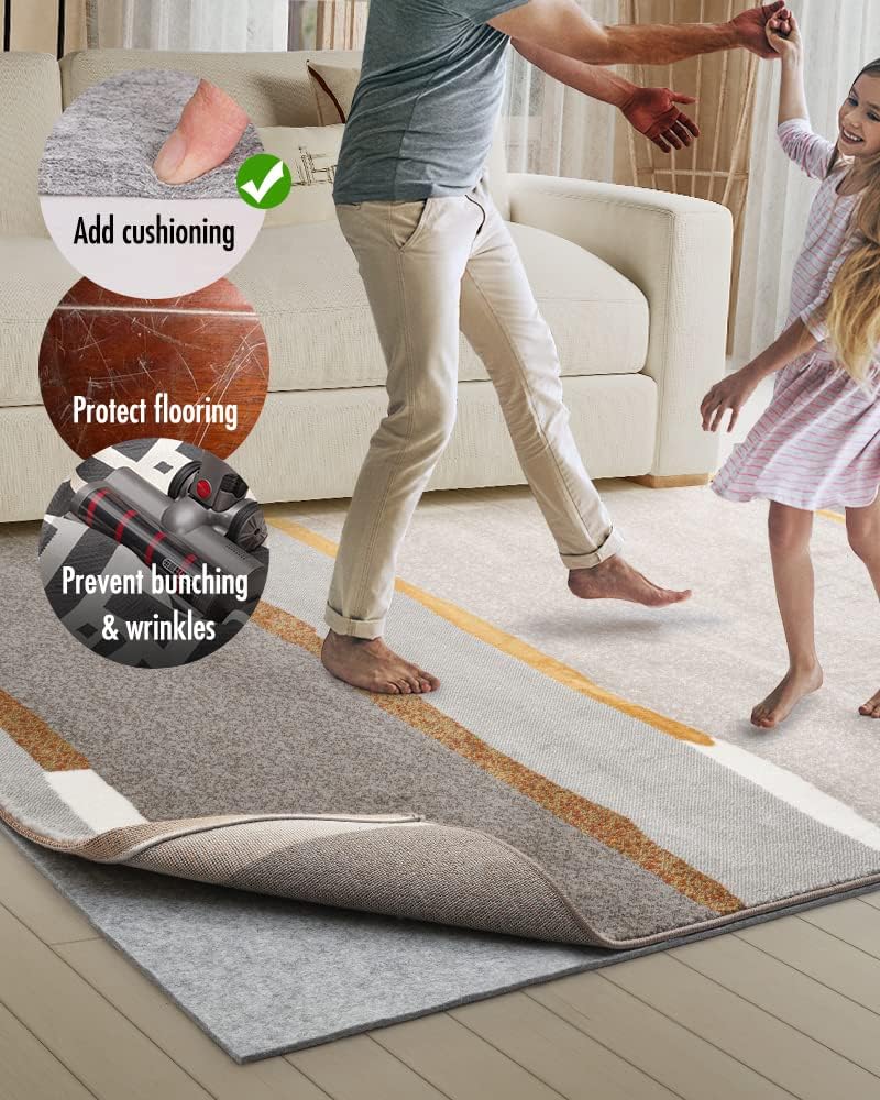 Skiennix Non-Slip Rug Pad Gripper - Extra Thick 1/4” Felt for Area Rugs & Hardwood Floors - 8x10 Feet